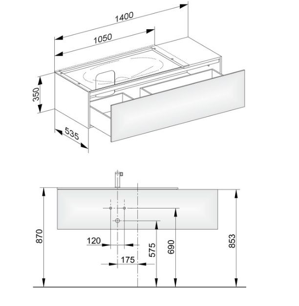 Тумба под умывальник Keuco Edition 11  31163 380000 корпус/фасад структурный лак белый