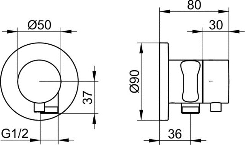 Запорный вентиль с переключателем на 3 потребителя Keuco IXMO 59549 011201 с выводом для шланга и держателем лейки хром