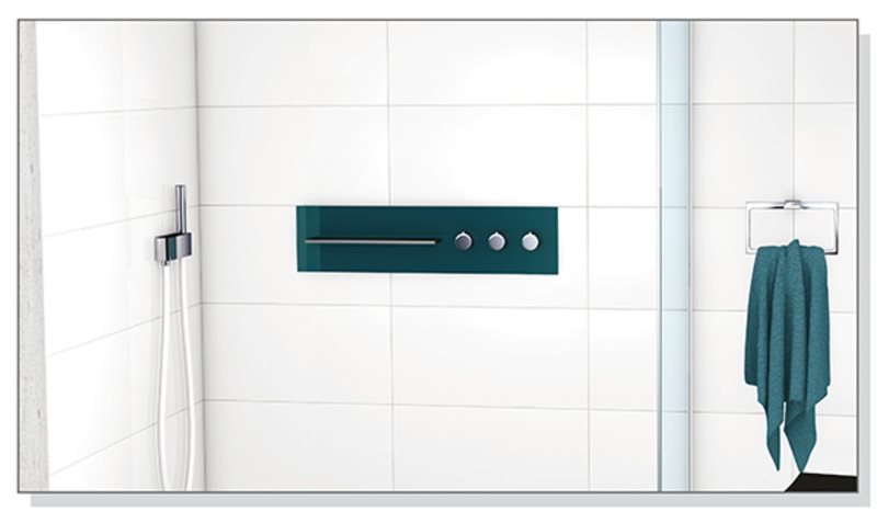 Панель для ванны и душа с термостатом на 3 потребителя KEUCO meTime_spa 56163 014302 рукоятки справа петроль прозрачный