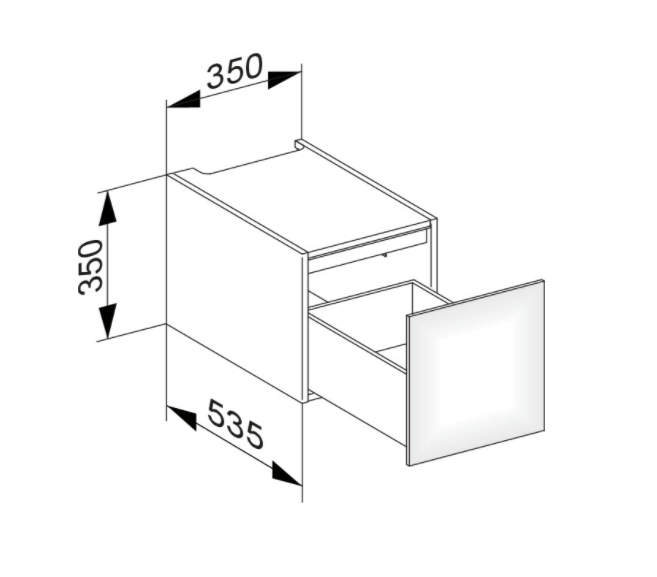 Модуль нижнего шкафа KEUCO EDITION 11 31310 570000 для встройки снизу, с одним выдвижным ящиком, корпус матовый лак/фасад глянцевое стекло, чёрный