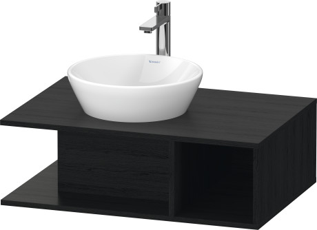 Тумба подвесная под раковину DURAVIT D-Neo DE492801616 800 мм х 550 мм, с консолью, с открытой полкой справа, чёрный дуб