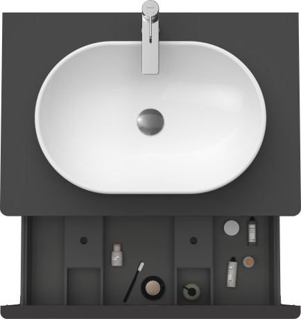 Тумба подвесная под раковину DURAVIT D-Neo DE494704949 800 мм х 550 мм, с консолью, с одним выдвижным ящиком, графит матовый