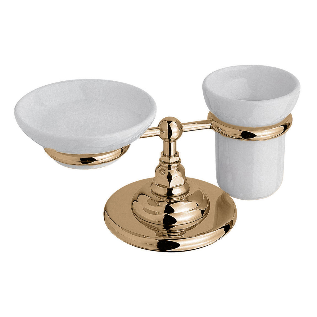 Держатель для мыльницы и стакана NICOLAZZI Classici 1494BZ Белый/Бронза