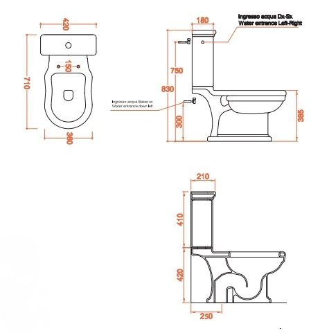 Бачок для напольного унитаза ARTCERAM HERMITAGE HEC001 01 00 410 мм х 420 мм, подвод воды сбоку, белый глянцевый