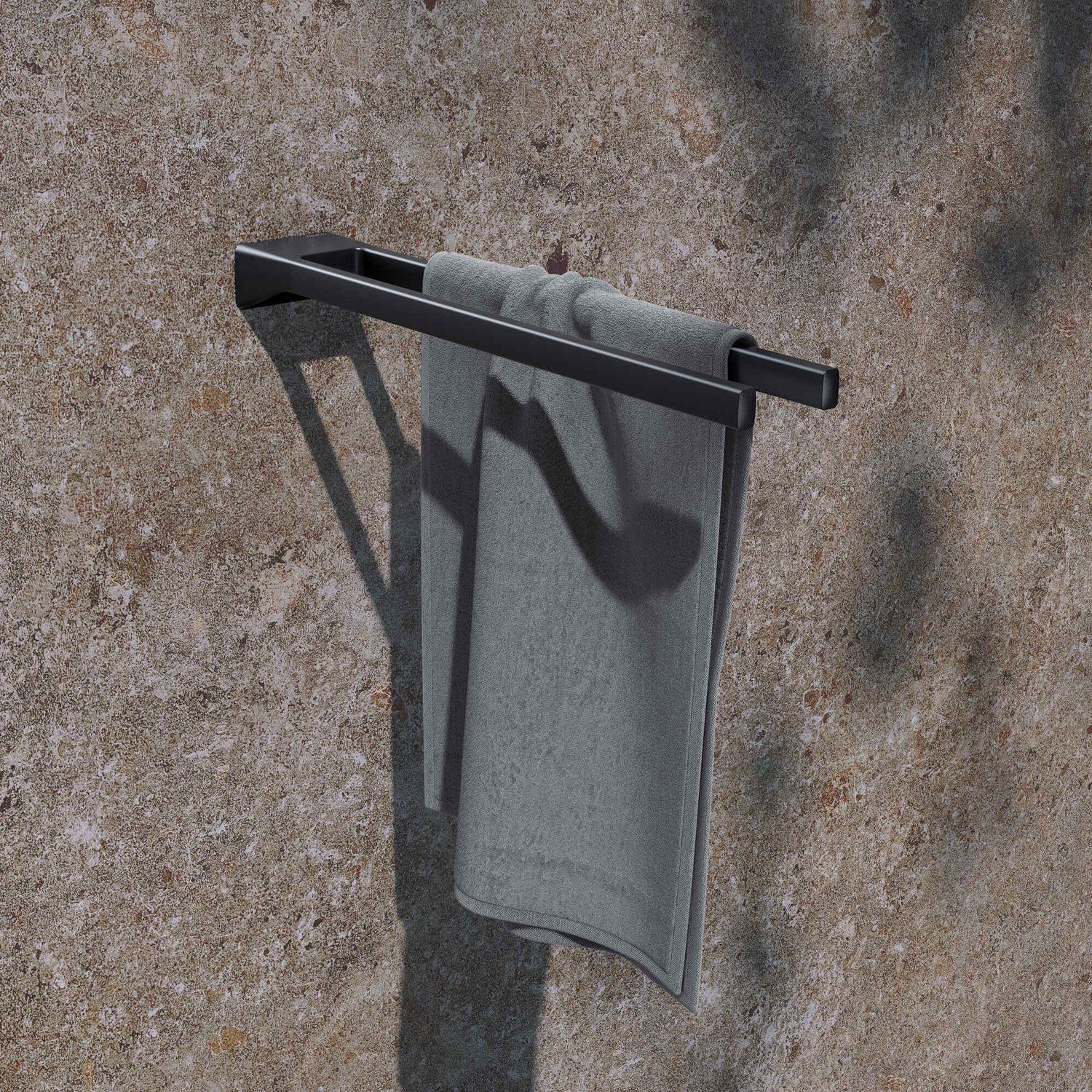 Полотенцедержатель двойной неповоротный KEUCO AVENO 14618 370000 450 мм, с клеевым комплектом, цвет Чёрный матовый