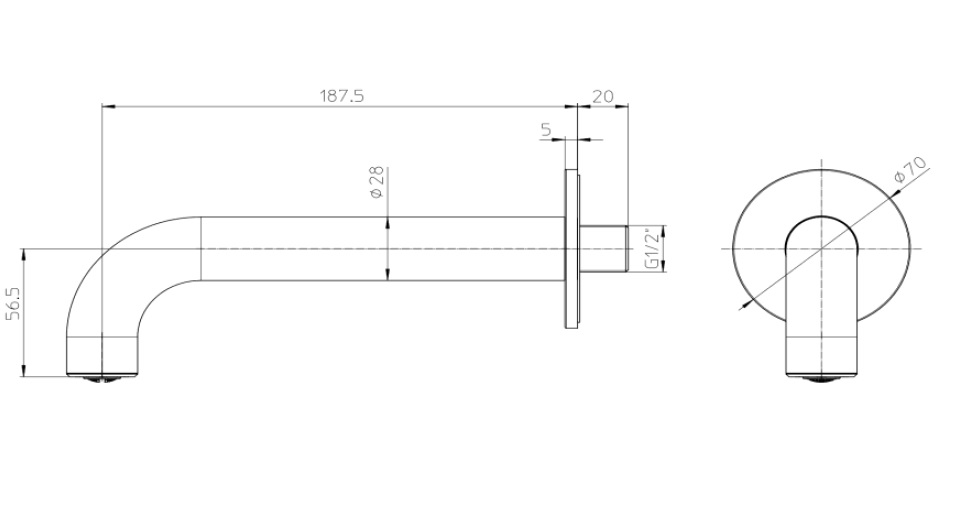 Излив для ванны BOSSINI TEO Z00747.030 190 мм, цвет Хром