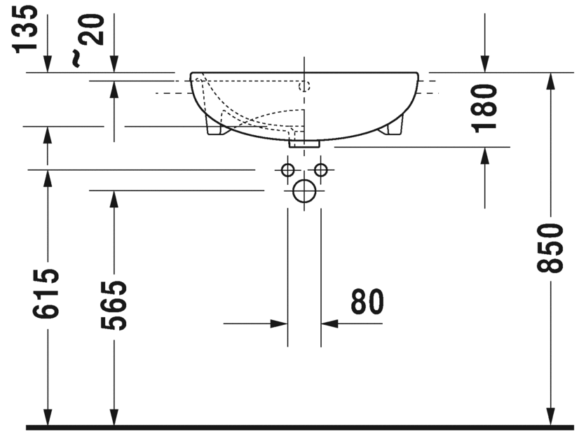 Раковина встраиваемая до половины Duravit me by starck 0378550000 55х45см