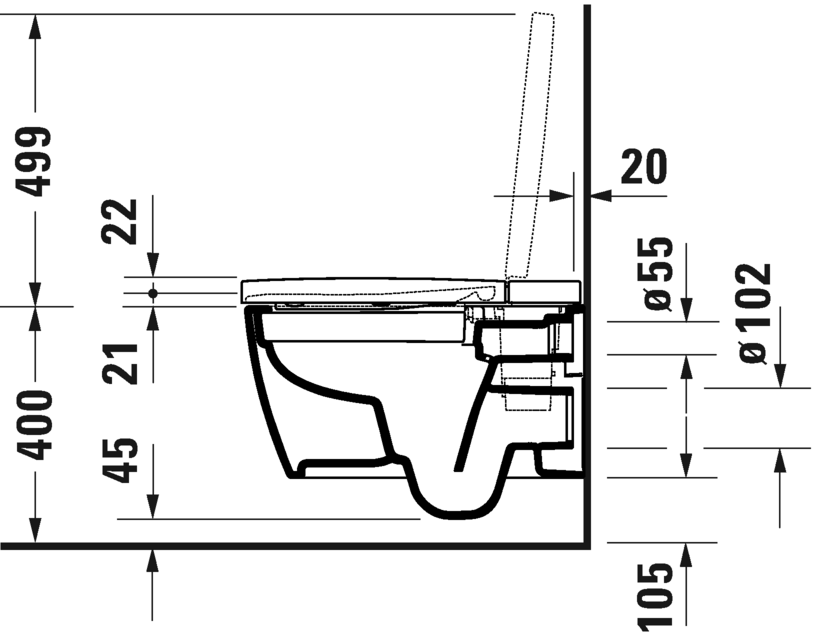 Подвесной унитаз Duravit ME By Starck 2510092000 для крышки-биде SensoWash Starck F