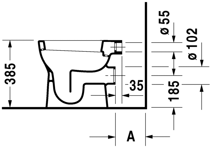 Унитаз напольный приставной Duravit D-Code 21090900002 с горизонтальным смывом, без сиденья, белый