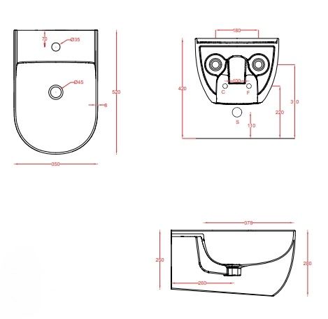Биде подвесное ARTCERAM THE ONE THB001 17 00 520 мм х 350 мм, с 1 отверстием под смеситель, c креплением, чёрное матовое.( Снимается с производства)