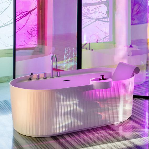 Свободностоящая   ванна   Laufen  Sonar  2.2134.2.000.000.1,  1600 x 815 мм,   из материала   Marbond,  с наружным рельефным  декором, слив  click-clack, белая