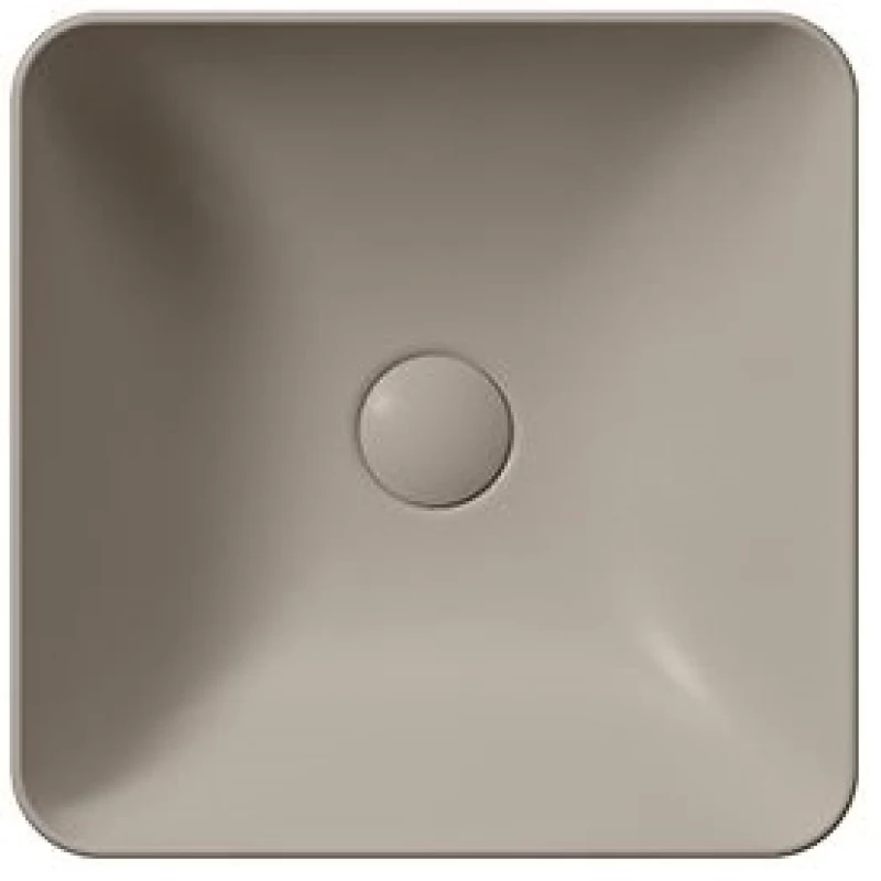 Раковина накладная квадратная GSI NUBES 903805 380 мм х 380 мм, без отверстия под смеситель, без перелива, цвет Tortora Matte