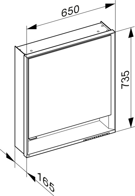 Правый зеркальный шкаф с подсветкой и подогревом для настенного монтажа KEUCO Royal Lumos 14301 171104 165 х650х735 мм, цвет Алюминий серебристый анодированный/Белый