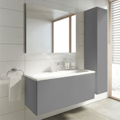 Высокий шкаф-пенал Keuco Royal Reflex  34030 130002 корпус матовый лак/фасад стекло титан