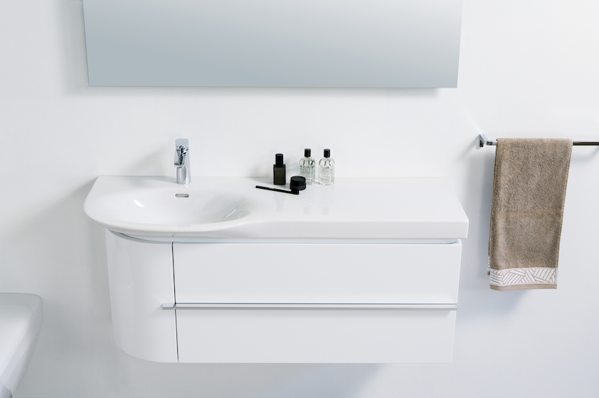 Тумба под раковину  Laufen  Case for Palace  4.0153.2.075.519.1    84,1 см, 2 ящика справа, 1 дверца слева, светлый дуб,  для 8.1670.2