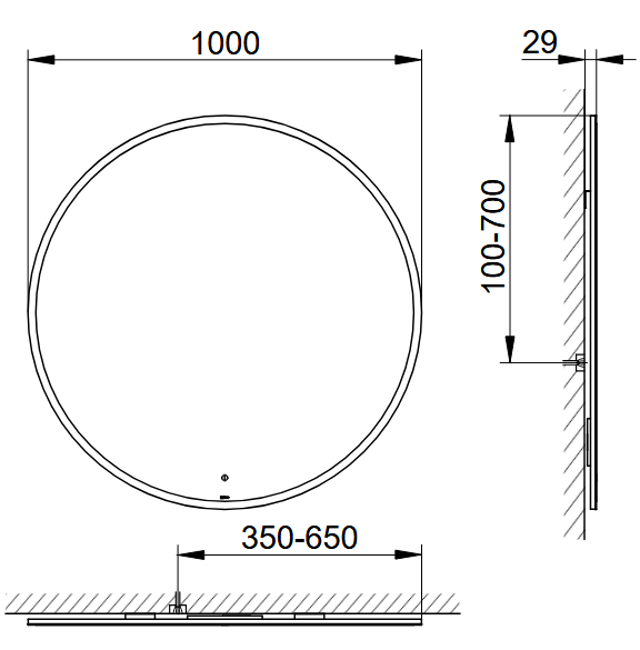 Зеркало круглое с подсветкой и подогревом KEUCO Edition 11 ART 07833 001000 1000 мм х 1000 мм х 29 мм, регулируемый тон подсветки