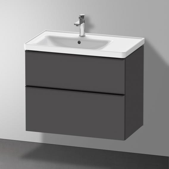 Тумба подвесная под раковину DURAVIT D-Neo DE435704949 784 мм х 452 мм, с выдвижным ящиком и выдвижным отделением, графит матовый