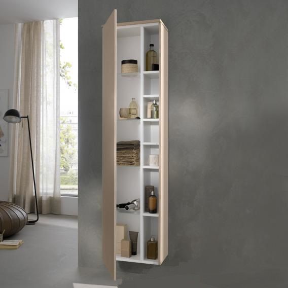 Шкаф - пенал высокий подвесной KEUCO EDITION 400 31735 450001 петли слева, 4 стеклянные полки, корпус/фасад структурный лак, кашемир