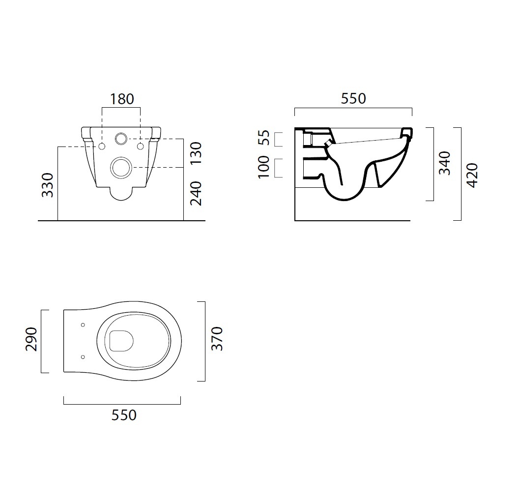 УЦЕНКА. Унитаз подвесной GSI CLASSIC   871211_УЦ/1     550 х370 мм, белый глянцевый / Дефект: скол в районе слива и точка на ободке