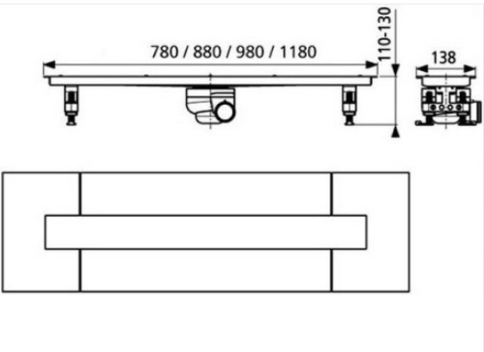 РАСПРОДАЖА Дренажный канал Sanit 03 529 00 70 мм х 950 мм, нержавеющая сталь