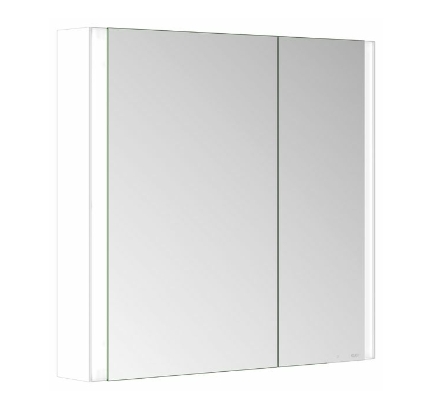 Зеркальный шкаф с подсветкой для настенного монтажа KEUCO Somaris 14502 512200 127 мм х 800 мм х 710 мм, с 2 поворотными ассиметричными дверцами, цвет корпуса Белый матовый