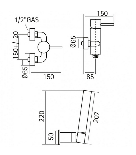 Смеситель для душа CISAL Xion XI000454D1 с лейкой и шлангом, цвет Нержавеющая сталь