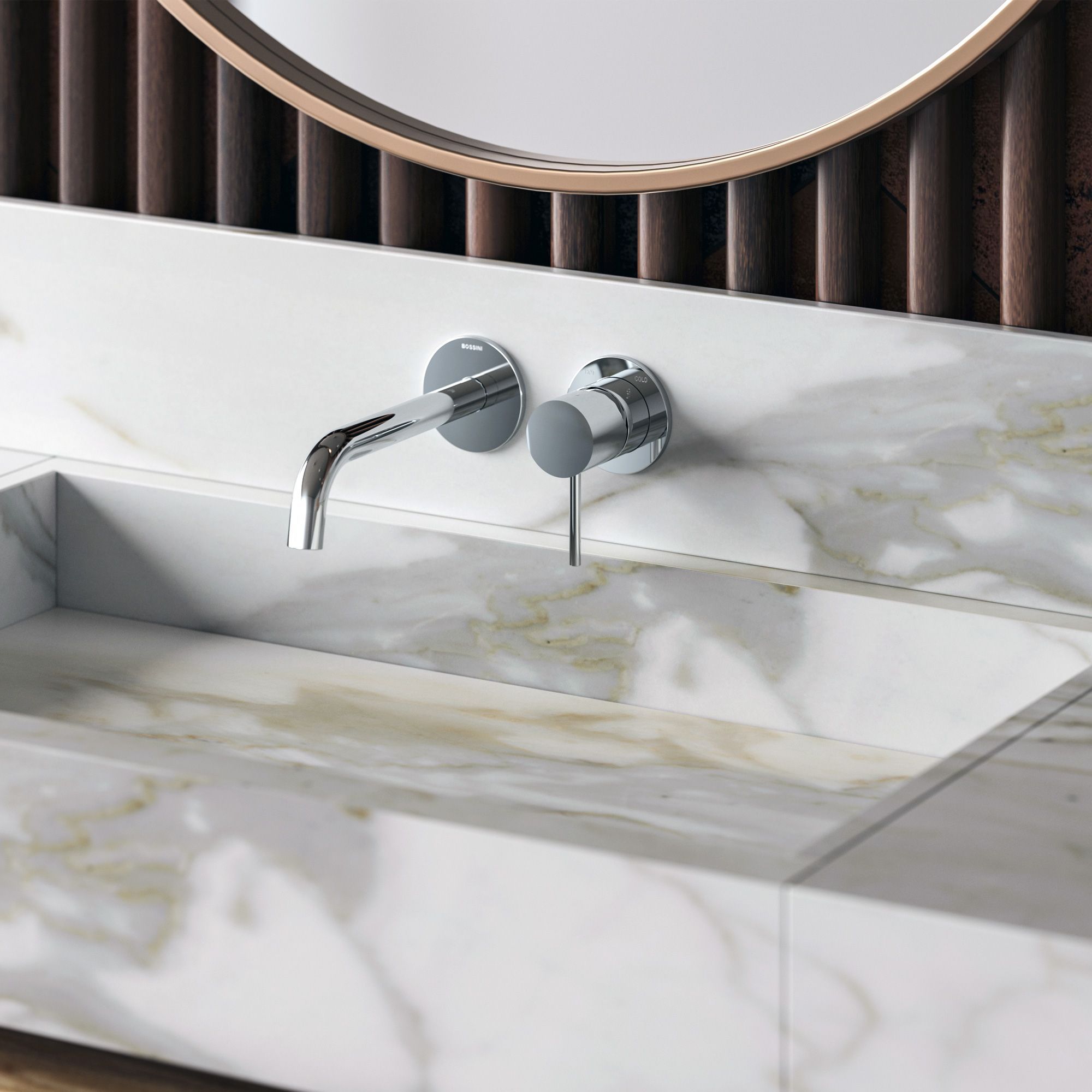 Внешняя часть однорычажного смесителя для раковины BOSSINI TEO Z00730.073 без донного клапана, цвет Чёрный матовый