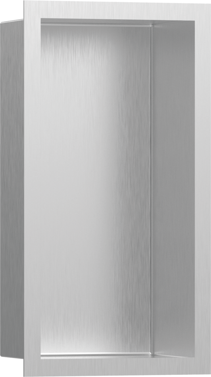 Настенный короб HANSGROHE XtraStoris Individual 56094800 с дизайнерской рамой, 300 мм х 150 мм х 100 мм, полированная сталь/полированная сталь