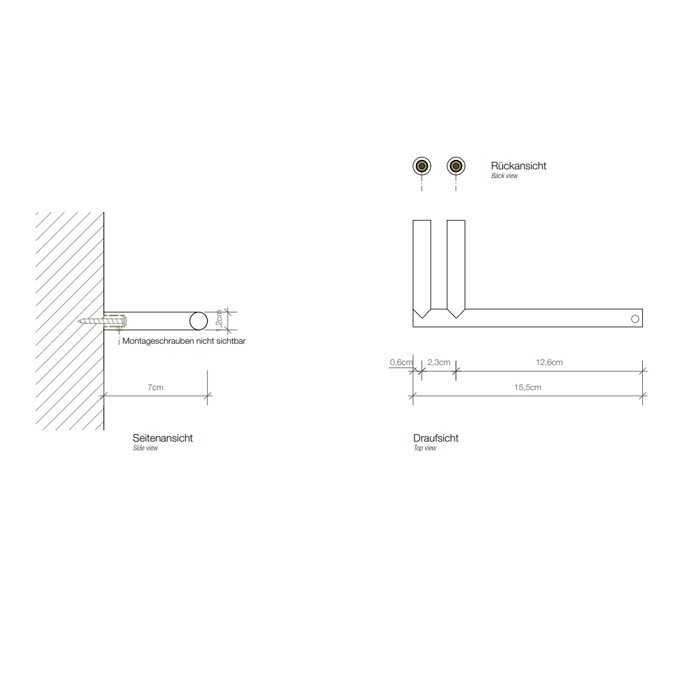 Держатель для туалетной бумаги DECOR WALTHER  Bar TPH 1  0856682  2 X 17 X 7,5 см, без крышки, латунь, цвет  золото матовое GOLD MATT (24 carat)