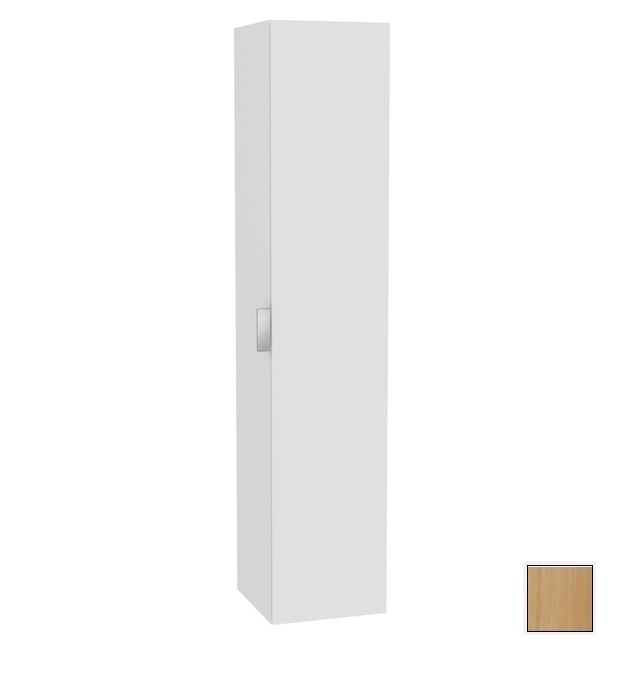 Шкаф - пенал высокий подвесной KEUCO EDITION 11 31330 890002 петли справа, 4 стеклянные полки, корпус/фасад шпон, светлый дуб