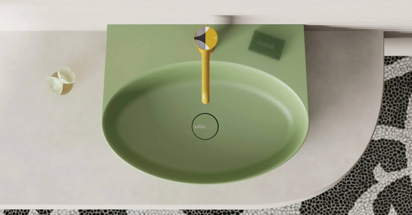 Раковина подвесная/накладная овальная SALINI ALDA WALL 02 140312G 450х580х150мм, S-Sense, с отверстием под смеситель, цвет Белый глянцевый