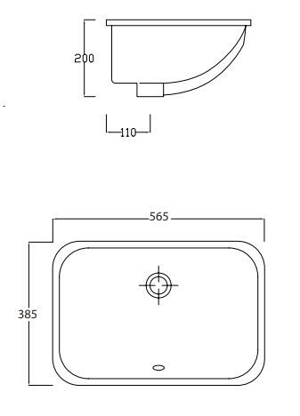 Раковина встраиваемая снизу ARTCERAM NETTUNO NTL001 01 00 560 мм х 380 мм, без отверстия под смеситель, без перелива, белый глянцевый