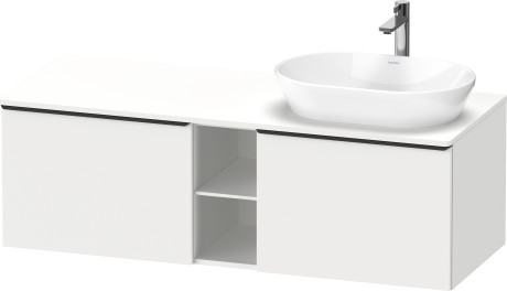 Тумба подвесная под раковину справа DURAVIT D-Neo DE4950R1818 1400 мм х 550 мм, с 2 выдвижными ящиками и открытой полкой, белый матовый