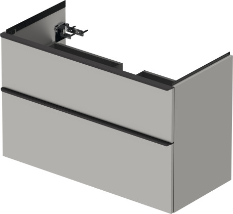 Тумба подвесная под раковину DURAVIT D-Neo DE435600707 984 мм х 452 мм, с выдвижным ящиком и выдвижным отделением, бетонно - серый матовый