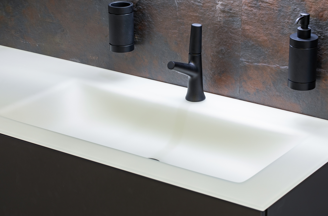 Раковина со столешницей встраиваемая сверху BMT BLUES 4.0 801811140010.4  1410х10х504 мм, с отверстием под смеситель, без перелива, Satin Snow Glass