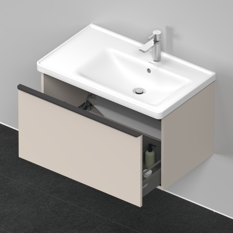 Тумба подвесная под раковину DURAVIT D-Neo DE425509191 784 мм х 452 мм, с одним выдвижным ящиком, серо-коричневый матовый