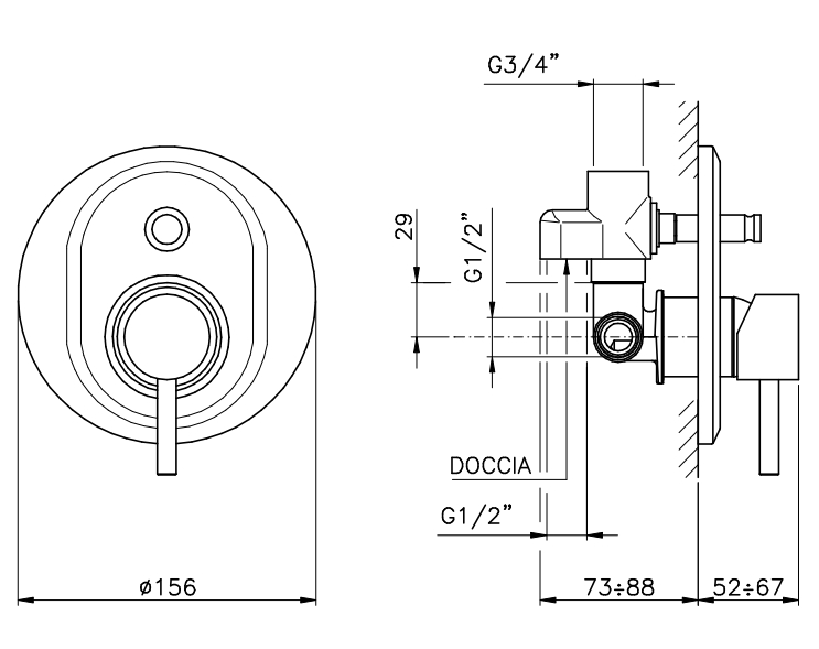 Смеситель встраиваемый для душа с переключателем NICOLAZZI MAC KINLEY 05 3796CR29M Хром