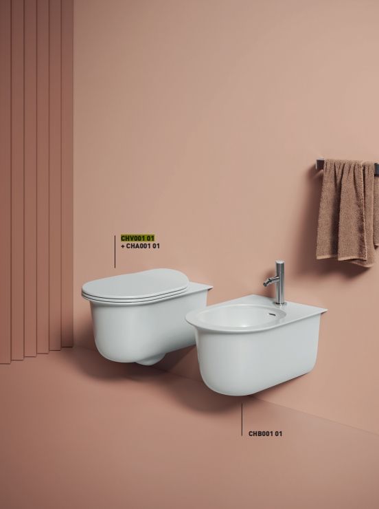 Унитаз подвесной безободковый ARTCERAM CHIC CHV001 01 00 530 мм х 380 мм, с креплением, белый глянцевый