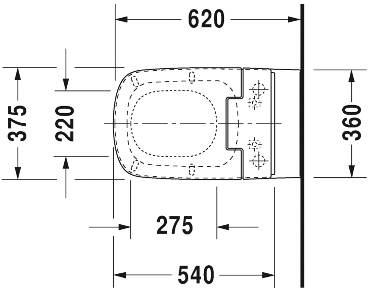 Унитаз подвесной Duravit DuraStyle 25425900001 с вертикальным смывом, для SensoWash, c покрытием WonderGliss, безободковый, белый