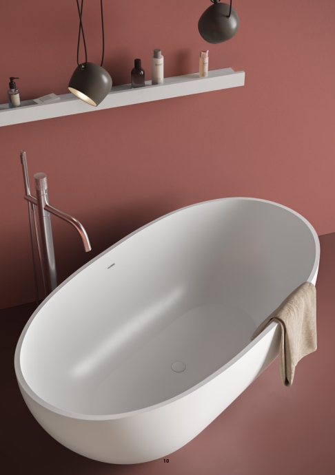 Ванна овальная отдельностоящая ARTCERAM FILE 2.0 FLW001 17  1690х870 мм с переливом, сифоном и донным клапаном, цвет Черный матовый