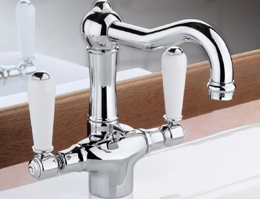 Смеситель двухвентильный для раковины NICOLAZZI TRADIZIONALE 1432CR78 с вентилями PETIT MONT BLANC, хром