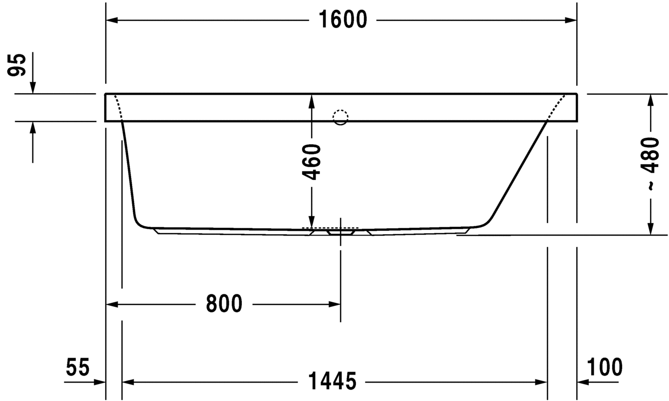 Акриловая ванна Duravit DuraStyle 700309000000000 1600 х 700 c наклоном для спины справа, встраиваемая, белая