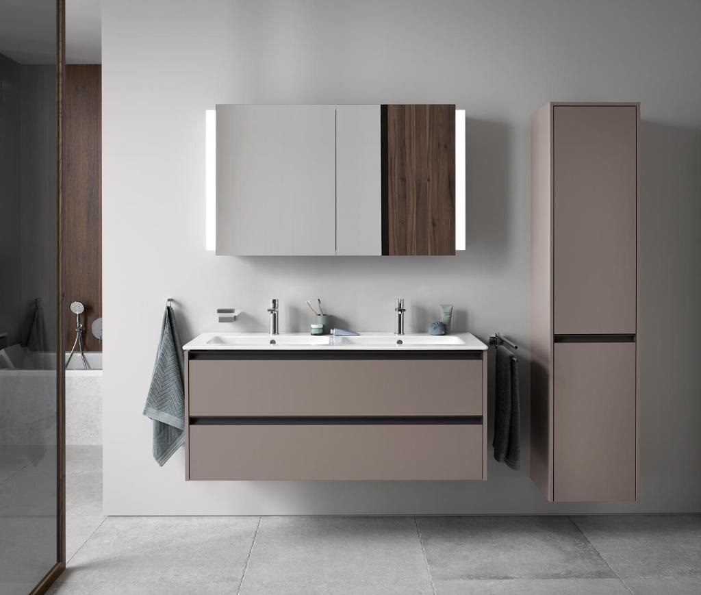 Высокий шкаф с двумя дверцами петли справа DURAVIT KETHO.2 K21329R35350000 360 мм х 400 мм х 1760 мм, дуб терра