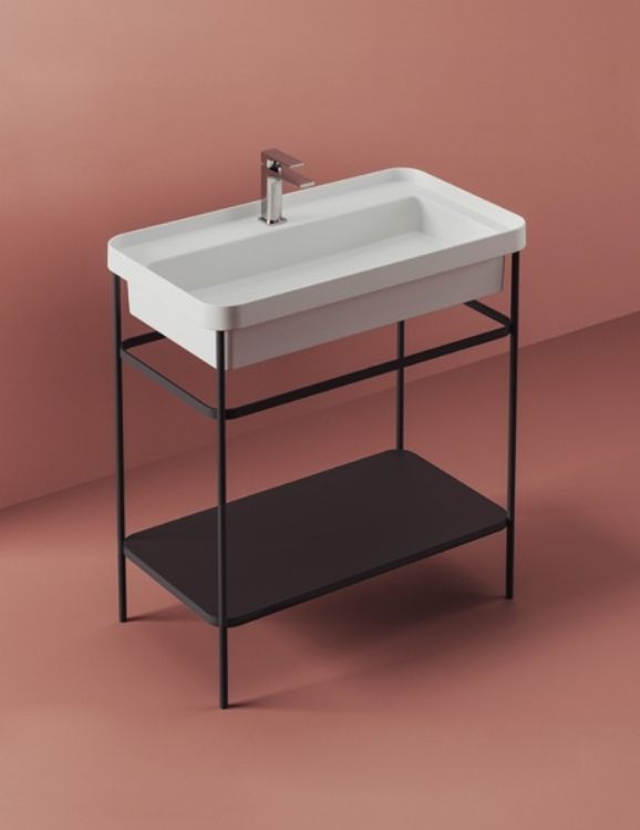 Раковина прямоугольная накладная/встраиваемая ARTCERAM FUORI SCALA TFL035 17 00   800х450 мм, с 1 отверстием под смеситель, без перелива, чёрная матовая