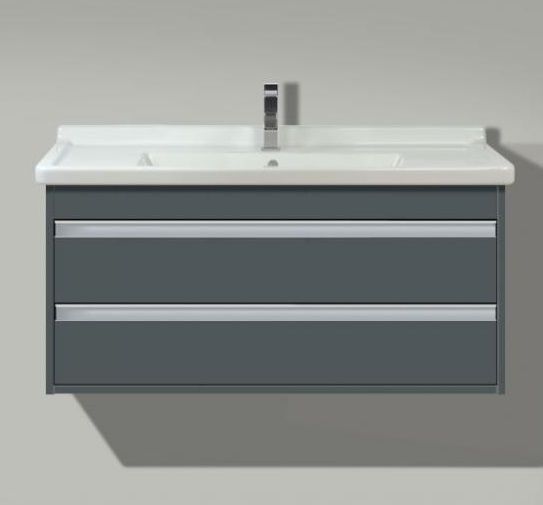Тумба подвесная под раковину Duravit Ketho KT664504949 с двумя выдвижными ящиками, графит матовый