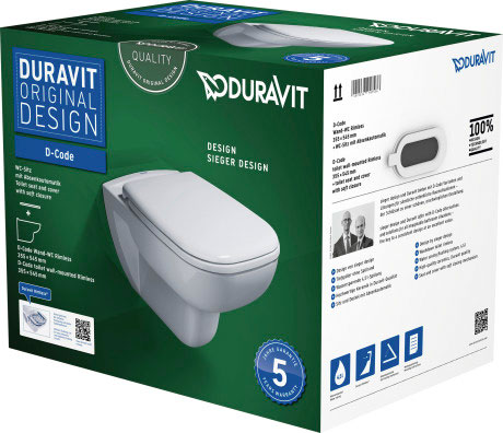 Подвесной унитаз Duravit D-Code Rimless 45700900A1 54 см с сиденьем (комплект)