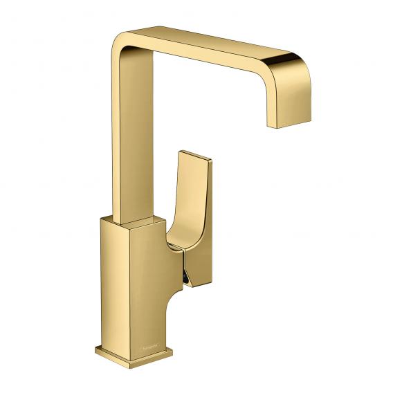 Смеситель для раковины Hansgrohe Metropol 32511990 с поворотным изливом 120°, со сливным донным клапаном Push-Open, полированное золото