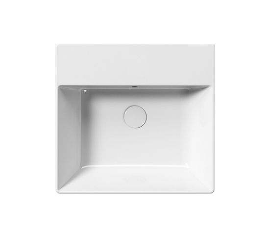 Раковина накладная/подвесная GSI KUBE X 9430111 500 мм х 470 мм, с 1 отверстием под смеситель, с переливом, без крепежа, белая глянцевая