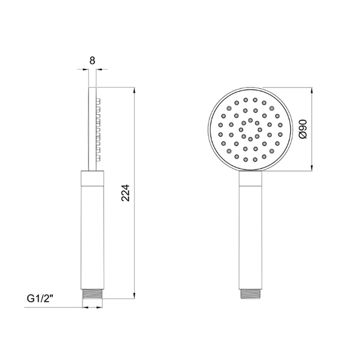 Ручной душ ALMAR Posh and Shower E082108.MB 90 мм, цвет Чёрный матовый