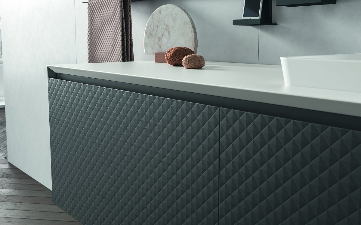 Тумба подвесная для раковины BMT IKON 970 109 MEF 01 0 3D432  1050х400х500 мм,  с 3D фронтом, c одним выдвижным ящиком, цвет Gray Walnut